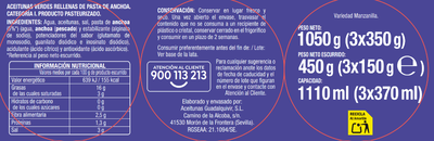 Aceitunas rellenas de anchoa Alipende 150g pack 3