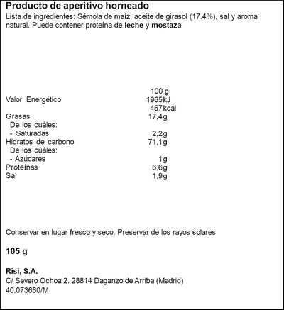 Gusanitos de maíz sin gluten Risi 105g