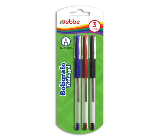 Bolígrafo Cristal Ebbe 3 Unidades Colores