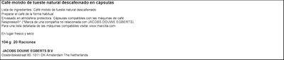 Caf&eacute; descafeinado espresso intensidad 6 Marcilla 20 c&aacute;psulas