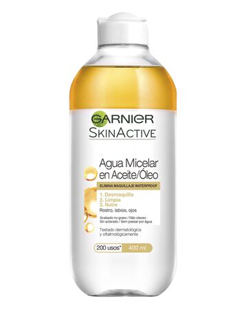 Agua micelar Garnier 400ml aceite que desmaquilla limpia y nutre