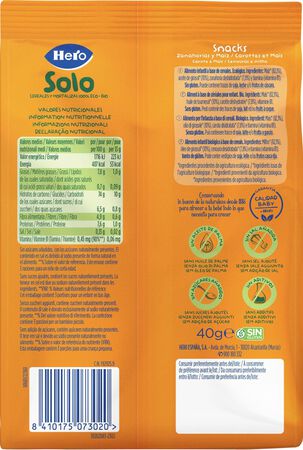 Snack eco Hero Solo zanahoria ma&iacute;z 40g