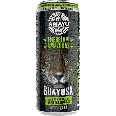 Bebida energética con guayusa extracto del Amazonas sin taurina Amayu 33cl