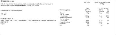 Chocolate negro 70% de cacao Nestl&eacute; postres 170g