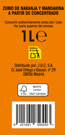 Zumo Concentrado Alipende 1L Naranja-Mandarina