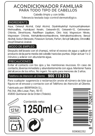Acondicionador cabello Bodyplus 1,25l familiar
