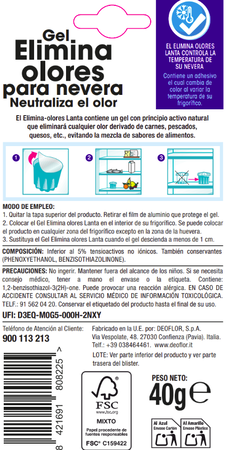 Eliminaolor para neveras en gel Lanta 40 g