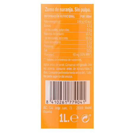 Zumo de naranja con pulpa 100% exprimido La Huerta 1l