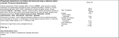 Fideos orientales oriental Gallina Blanca yatekomo 61g