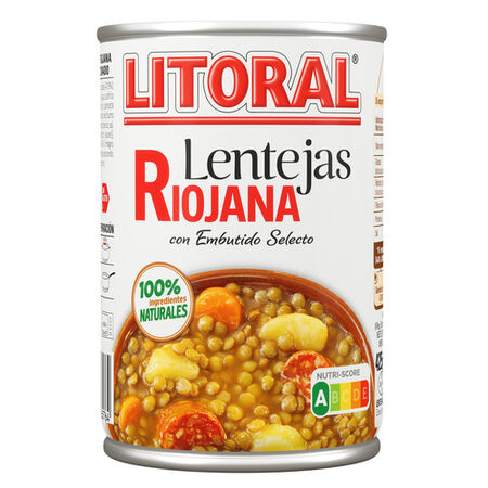 Lenteja riojana Litoral 425g con ingredientes naturales