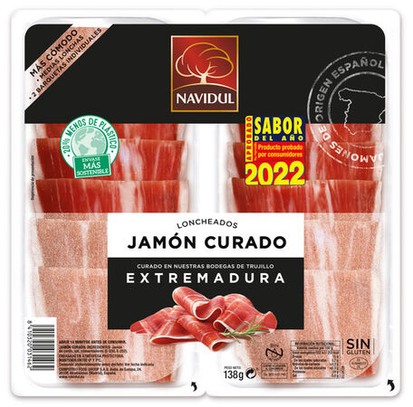Jamón curado en medias lonchas Navidul pack 2 de 69g