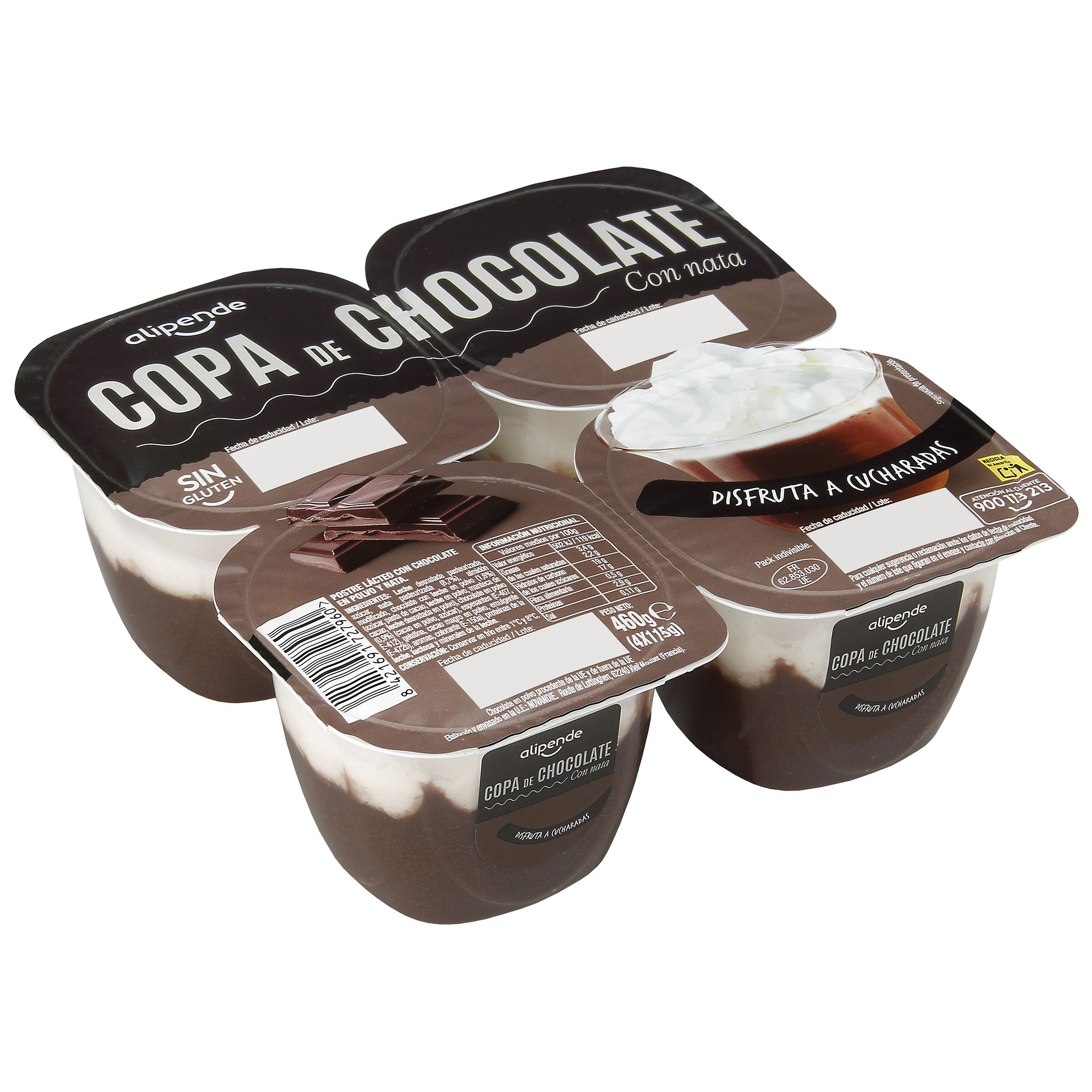 Postre copa chocolate y nata Alipende pack 4
