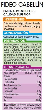 Fideo Alipende 500g cabell&iacute;n