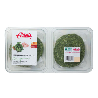 Hamburguesa de pollo y espinacas Aldelis pack 4 de 78g