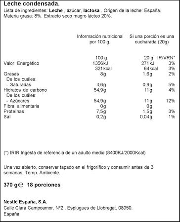 Leche condensada La Lechera 370g