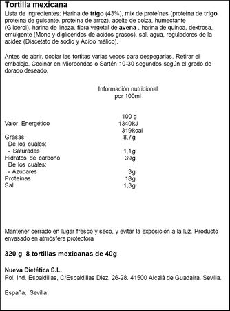 Tortilla de trigo 8 unidades Keto Protein Bestdiet 320g