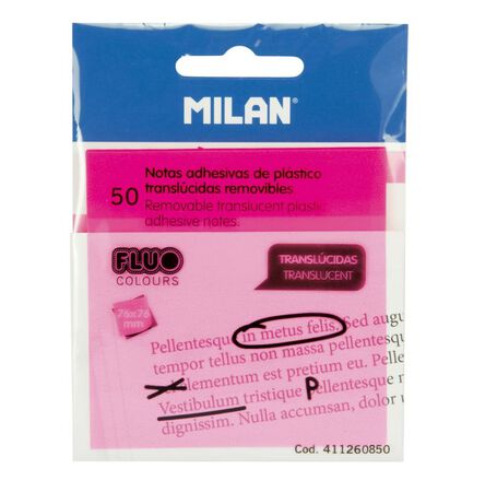 Bloc 50 Notas Adhesivas Milan Tarnslucidas Fluor