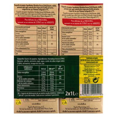 Gazpacho Alvalle suave 1l pack 2