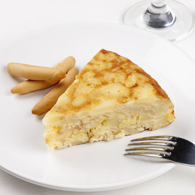Pincho de tortilla con cebolla