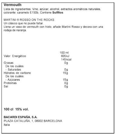 Vermouth Rojo Martini 1L