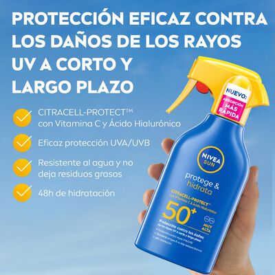 Crema solar pistola factor de protecci&oacute;n 50 protege e hidrata Nivea 250ml