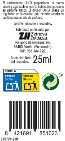 Ambientador el&eacute;ctrico Lanta recambio Flores blancas