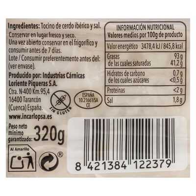 Tocino ib&eacute;rico salado Lasencia 320g