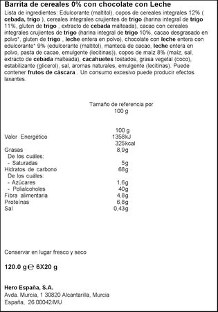 Barritas cereales chocolate Corny 6 unidades