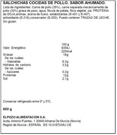 Salchicha Big pollo ElPozo pack 3 x 200g