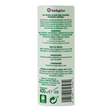 Gel corporal ecológico Bodyplus 400ml con aloe vera