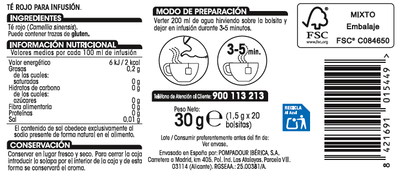 T&eacute; rojo Alipende 20u