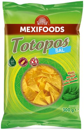 Nachos de maíz frito sin gluten totopos Mexifoods 300g