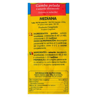 Gamba pelada Antonio y Ricardo 375g 90/110 unidades