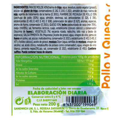 Sandwich maxi de pollo-queso LM 200g
