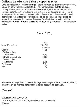 Galletas saladas mini bites campesinas paprika Gull&oacute;n 250g
