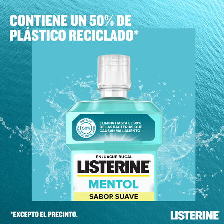Enjuague bucal sin alcohol suave Listerine 500ml mentol
