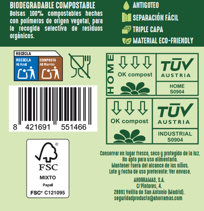 Bolsa basura Lanta 25 unidades 10 litros compostable