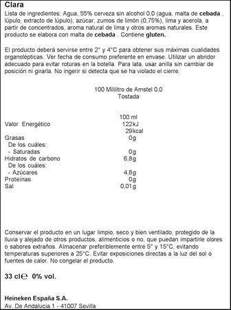 Cerveza tostada 00 radler Amstel lata 33cl