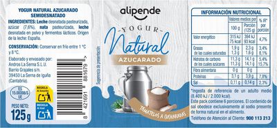 Yogur natural azucarado pack 6 Alipende