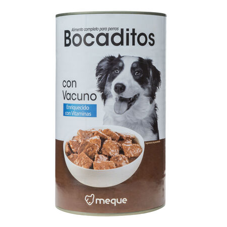 Comida húmeda perro bocaditos Meque vacuno 1,2kg