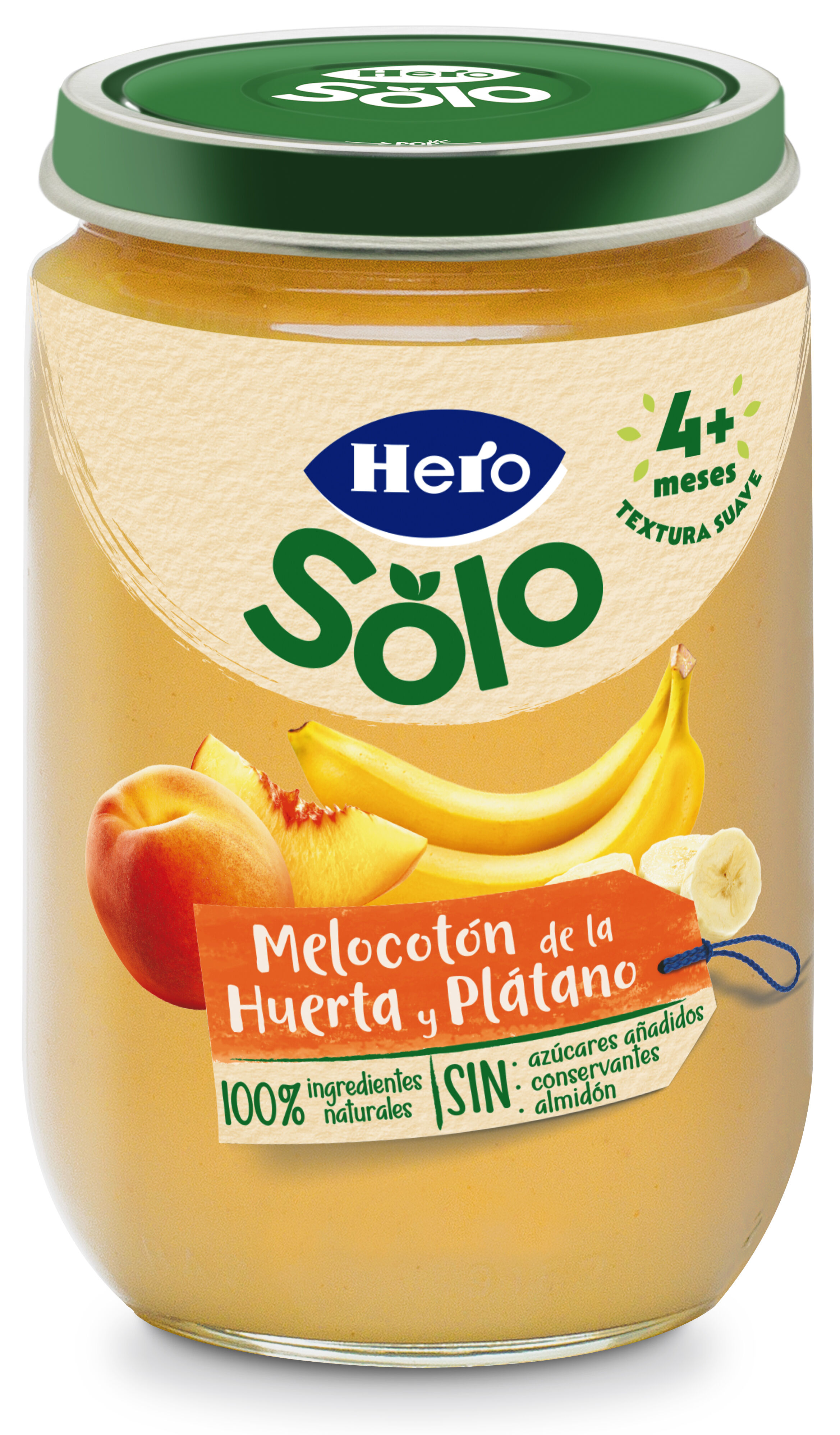 Alimento Infantil Hero Solo Tarro 190gr Melocotón Y Plátano (Desde +4 Meses)