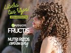 Champú fortificante Fructis 380 ml nutri-rizo para cabello rizado