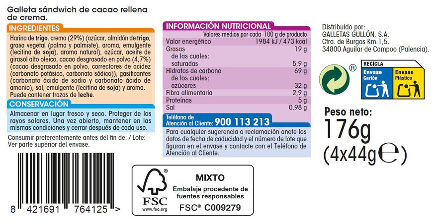 Galleta sándwich Alipende 176g