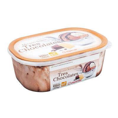 Helado en tarrina Alipende 900ml tres chocolates