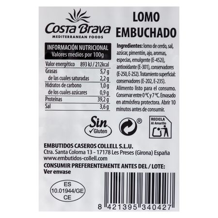 Lomo embuchado en lonchas Costa Brava pack 2 de 60g 