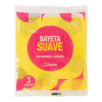 Bayeta Lanta 3 uds suave amarilla multiusos