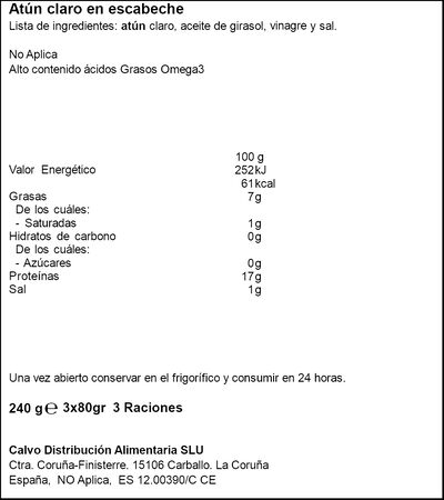 At&uacute;n claro Calvo pack 3 en escabeche