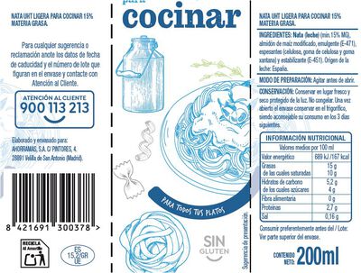 Nata para cocinar Alipende pack 3 ligera