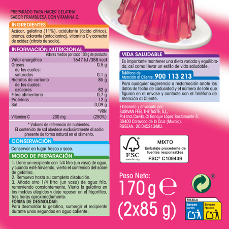 Gelatina de frambuesa Alipende 2 uds 170g