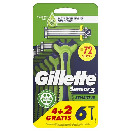 Máquina de afeitar desechable Gillette 4+2 unidades Sensor3 Sensitive